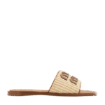 Miu Miu Logo Slipper Natural