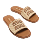 Miu Miu Logo Slipper Natural - Image 3