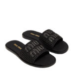 Miu Miu Logo Slipper Black - Image 4