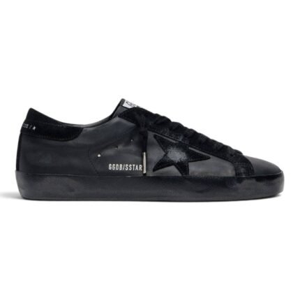 Golden Goose Super-Star In Black Nappa With Black Suede Star And Heel Tab