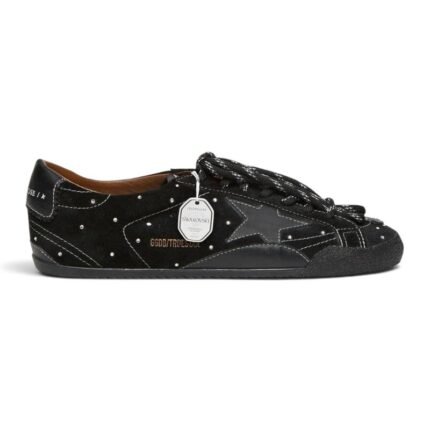 Golden Goose True-Star In Black Suede With Swarovski Crystals And Black Leather Star